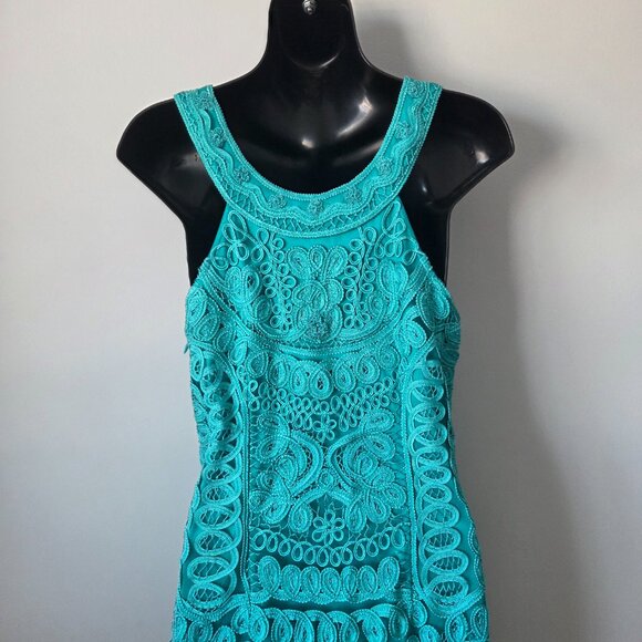 Sue Wong Nocturne Lace Overlay Turquoise Dress - Picture 3 of 5